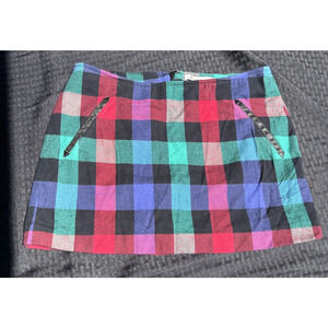 Women's Mini Skirt 6 in Multi Checkered 100% Cotton Short Mini Bcb generation